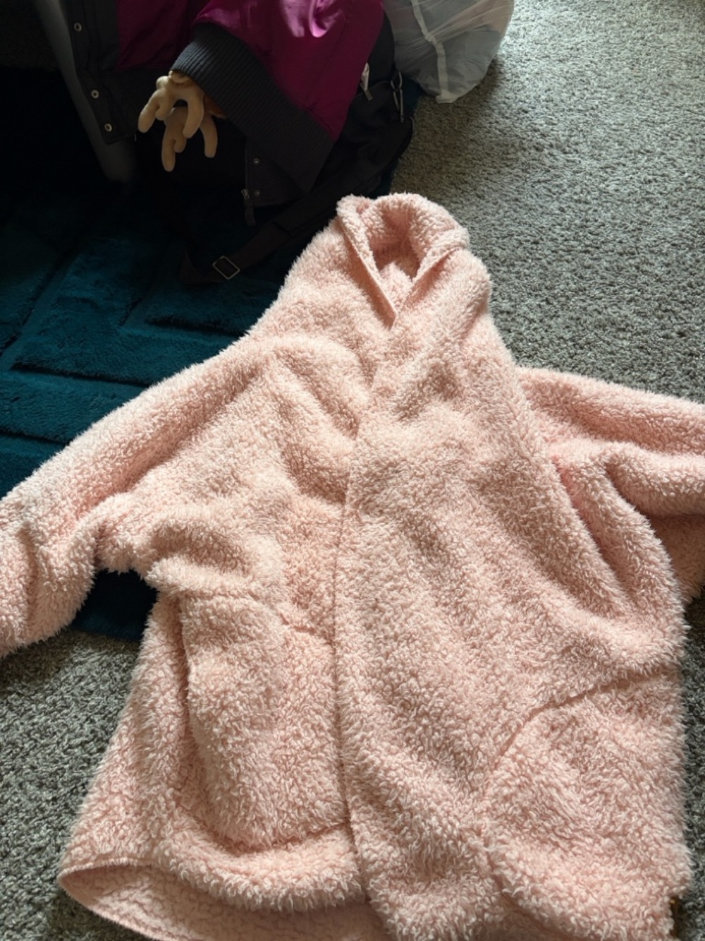 Plush Hooded Jacket - Soft Pink